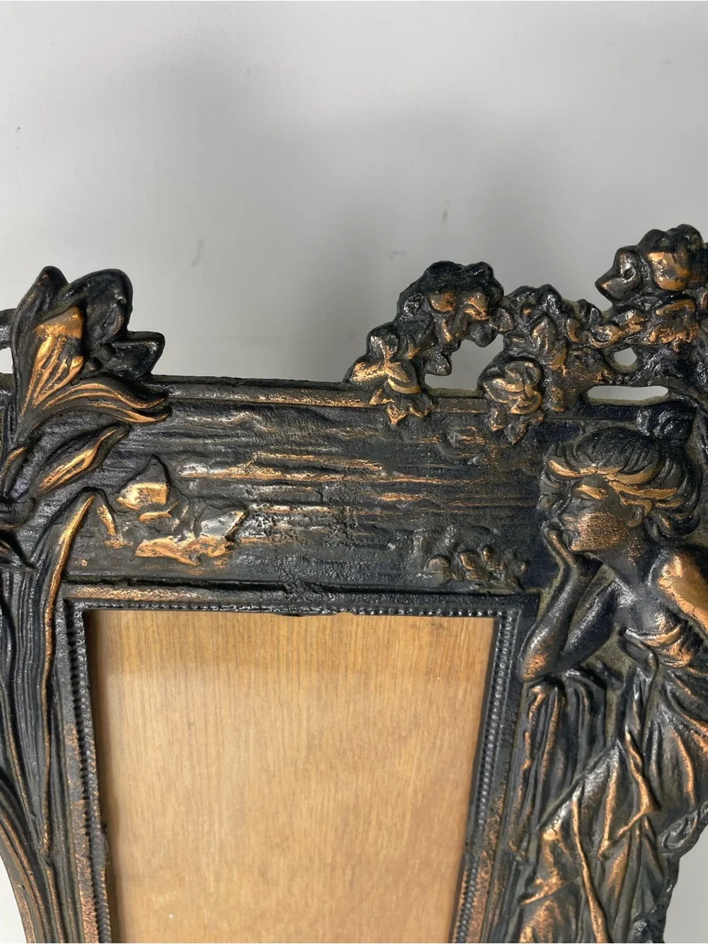 Art Nouveau Style Figural Picture Frame Metal Woman Lady for a Photograph Photo